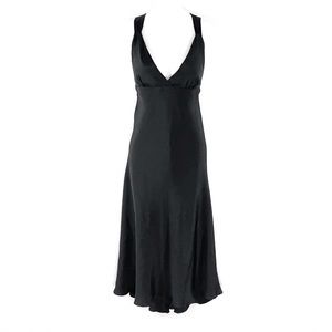 J. Crew Avery black silk midi dress